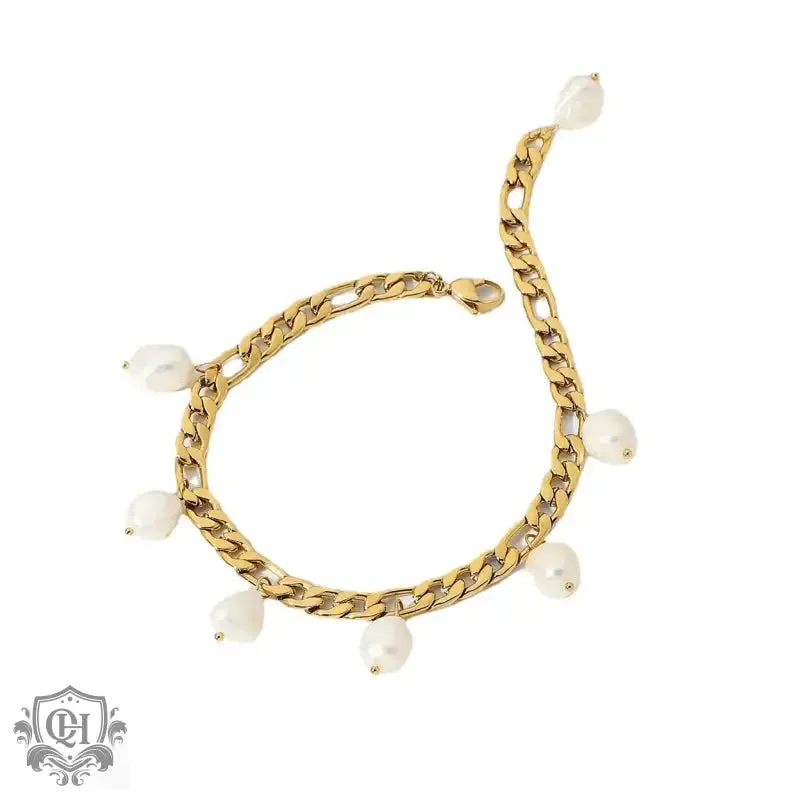 18K Gold Pearl Pendant Chain Anklet