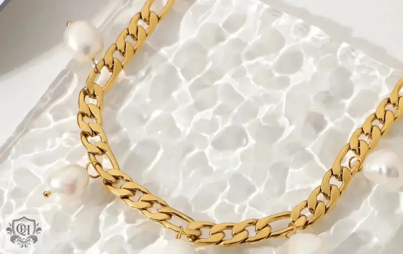 18K Gold Pearl Pendant Chain Anklet