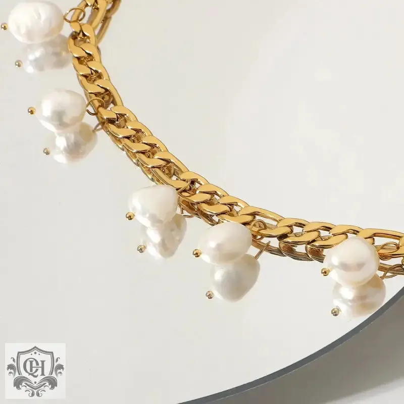 18K Gold Pearl Pendant Chain Anklet