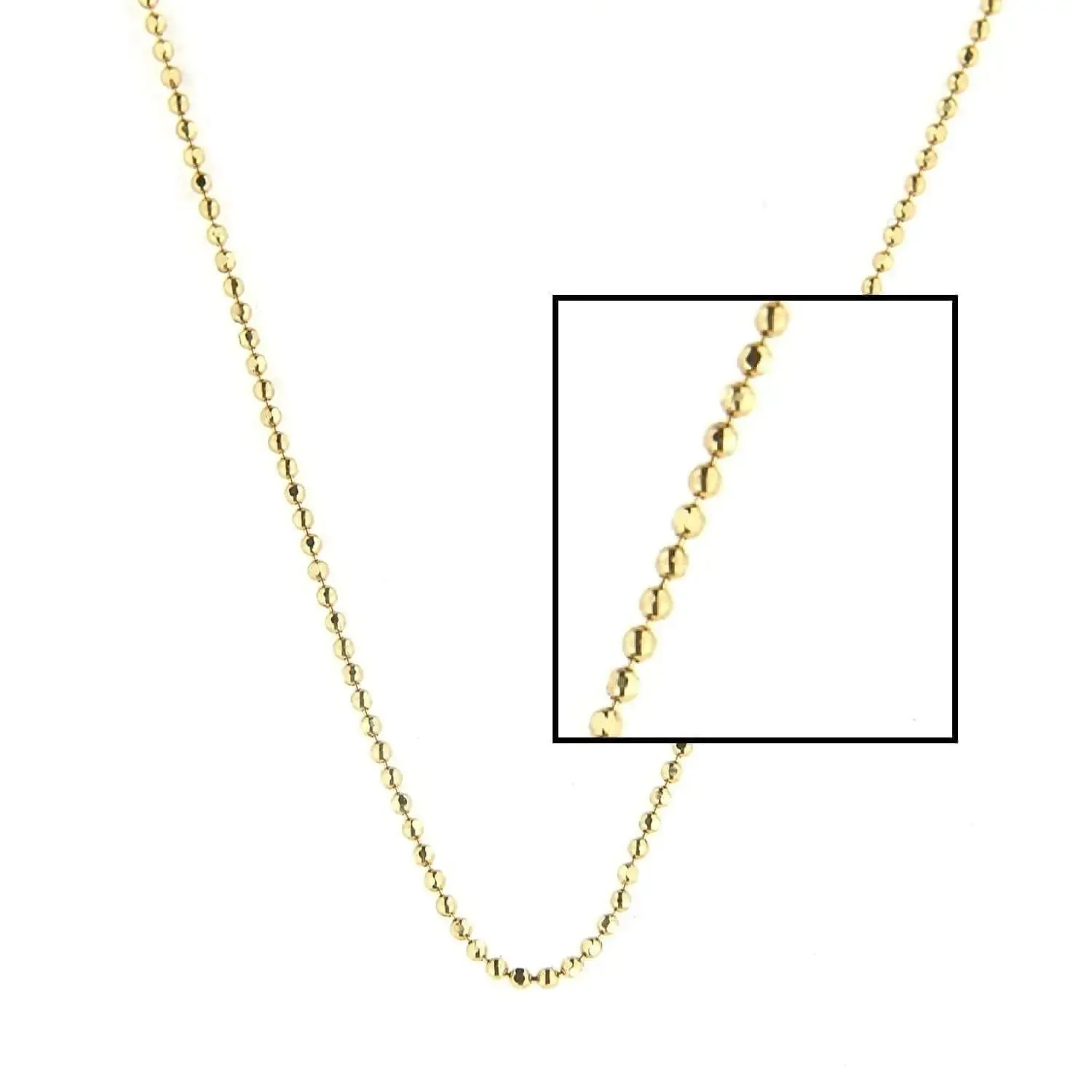 18K Solid Gold Yellow Gold Mini Diamond Cut Beads Chain