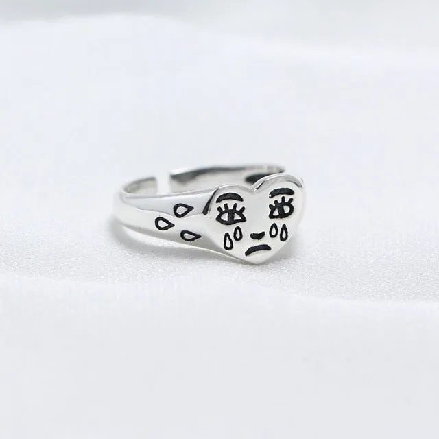 2 layered black Minimalist Thin Circle Gem Rings