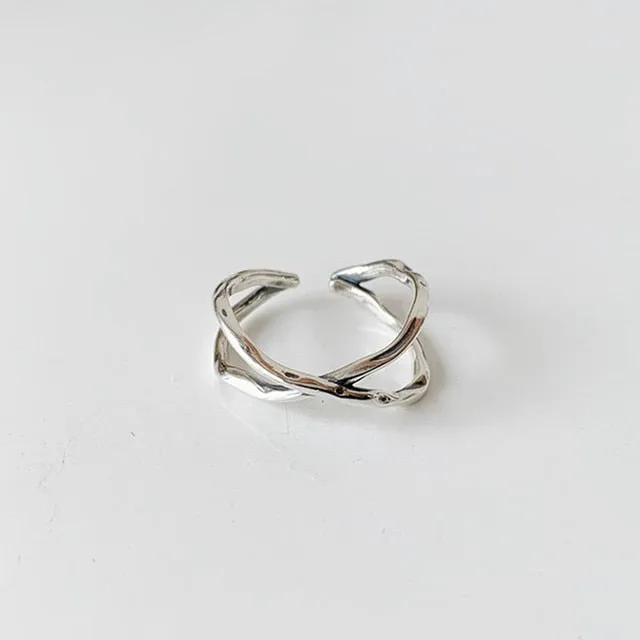 2 layered black Minimalist Thin Circle Gem Rings