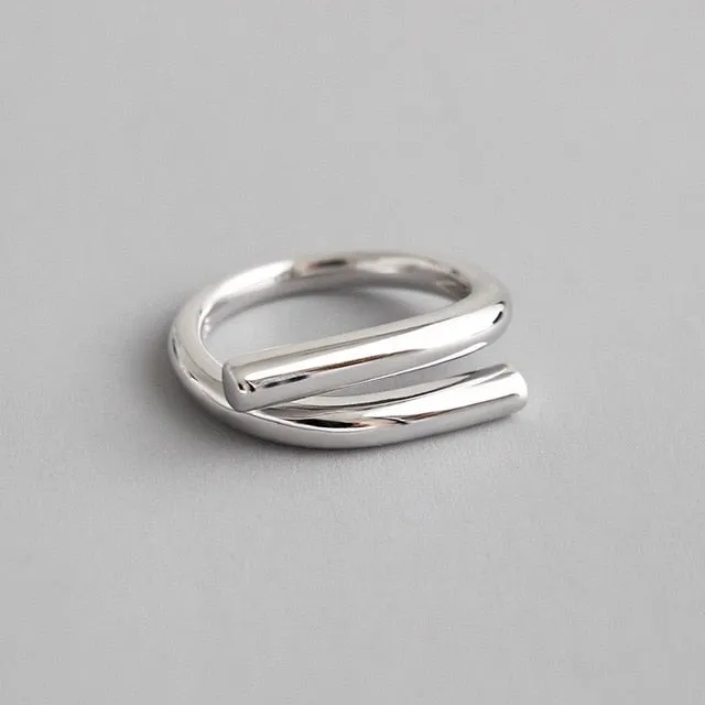 2 layered black Minimalist Thin Circle Gem Rings