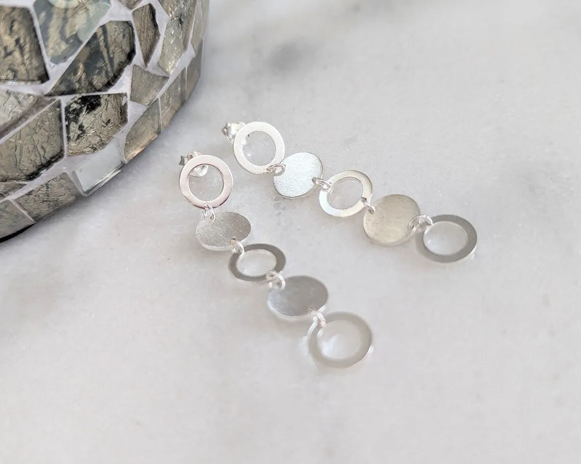 5 Rings 50th Birthday Sterling Silver Earrings
