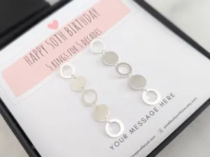 5 Rings 50th Birthday Sterling Silver Earrings