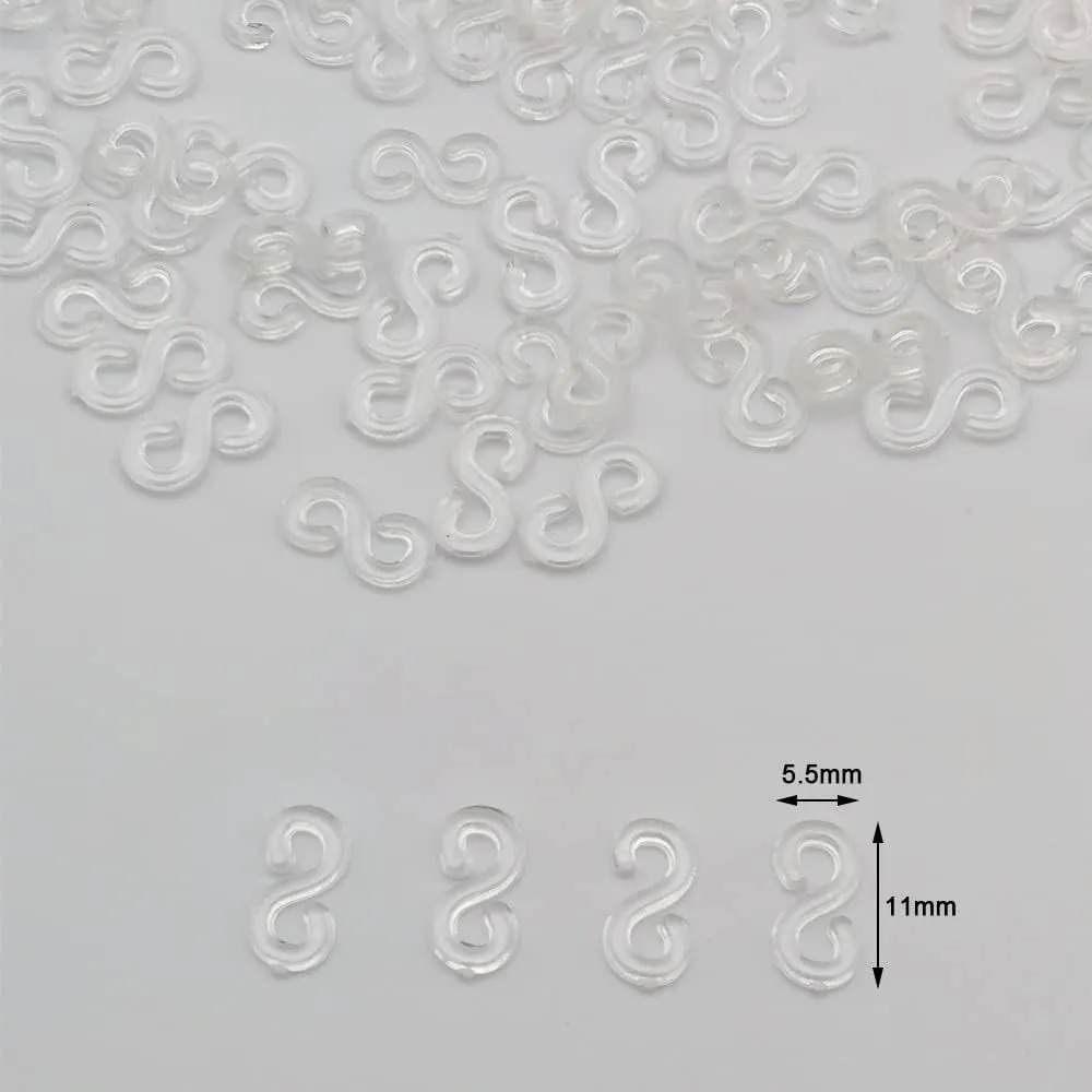 500 Pack S Clips Loom Rubber Bands Clips Plastic Connectors Refills Clips for Loom Bracelets DIY Bracelet Making Loom Band (Transparent)