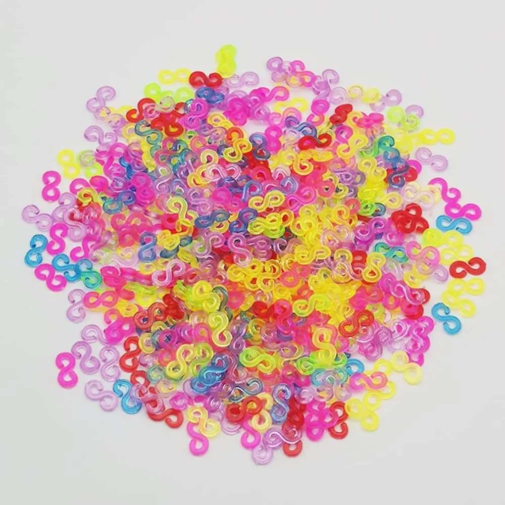 500 Pack S Clips Loom Rubber Bands Clips Plastic Connectors Refills Clips for Loom Bracelets DIY Bracelet Making Loom Band (Transparent)