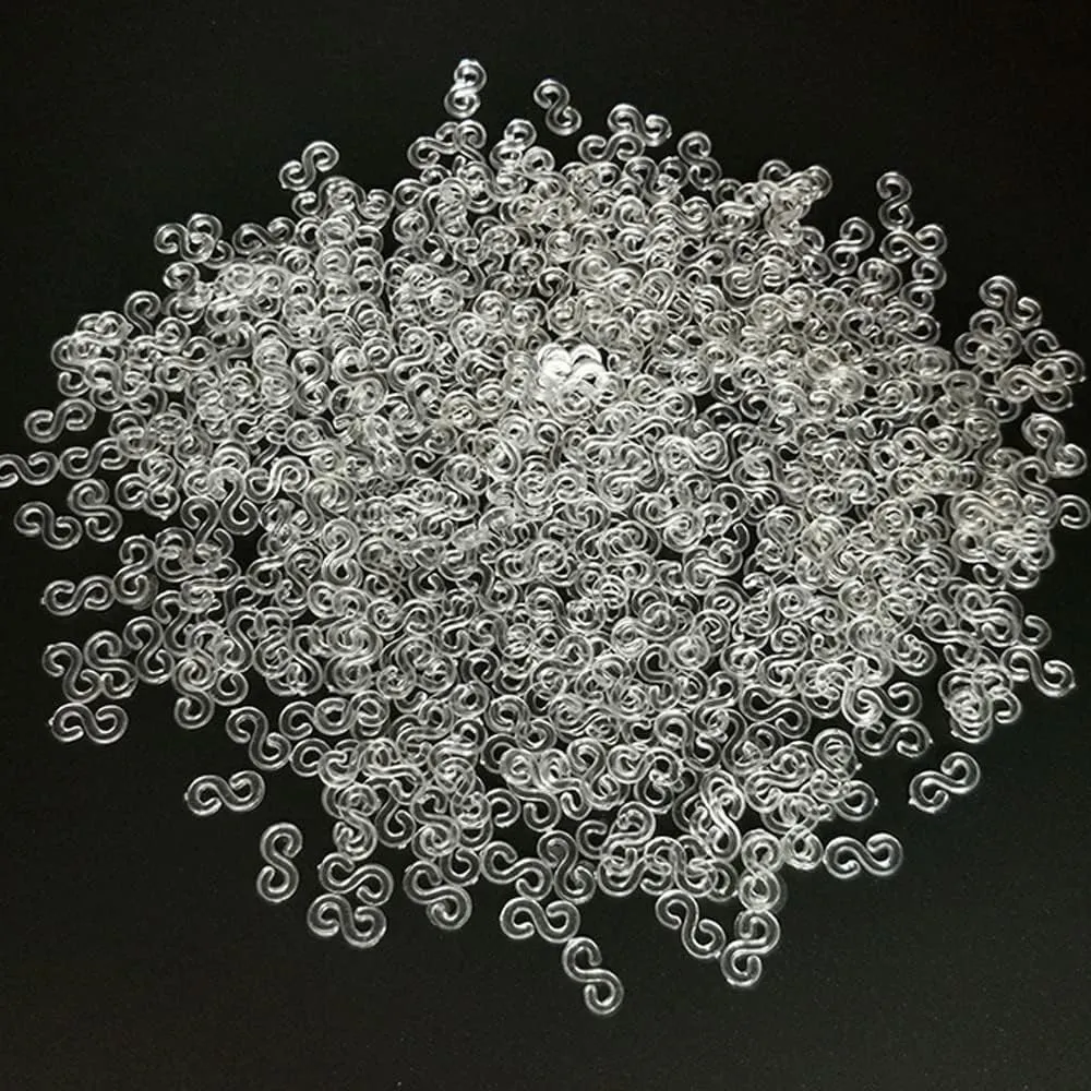 500 Pack S Clips Loom Rubber Bands Clips Plastic Connectors Refills Clips for Loom Bracelets DIY Bracelet Making Loom Band (Transparent)