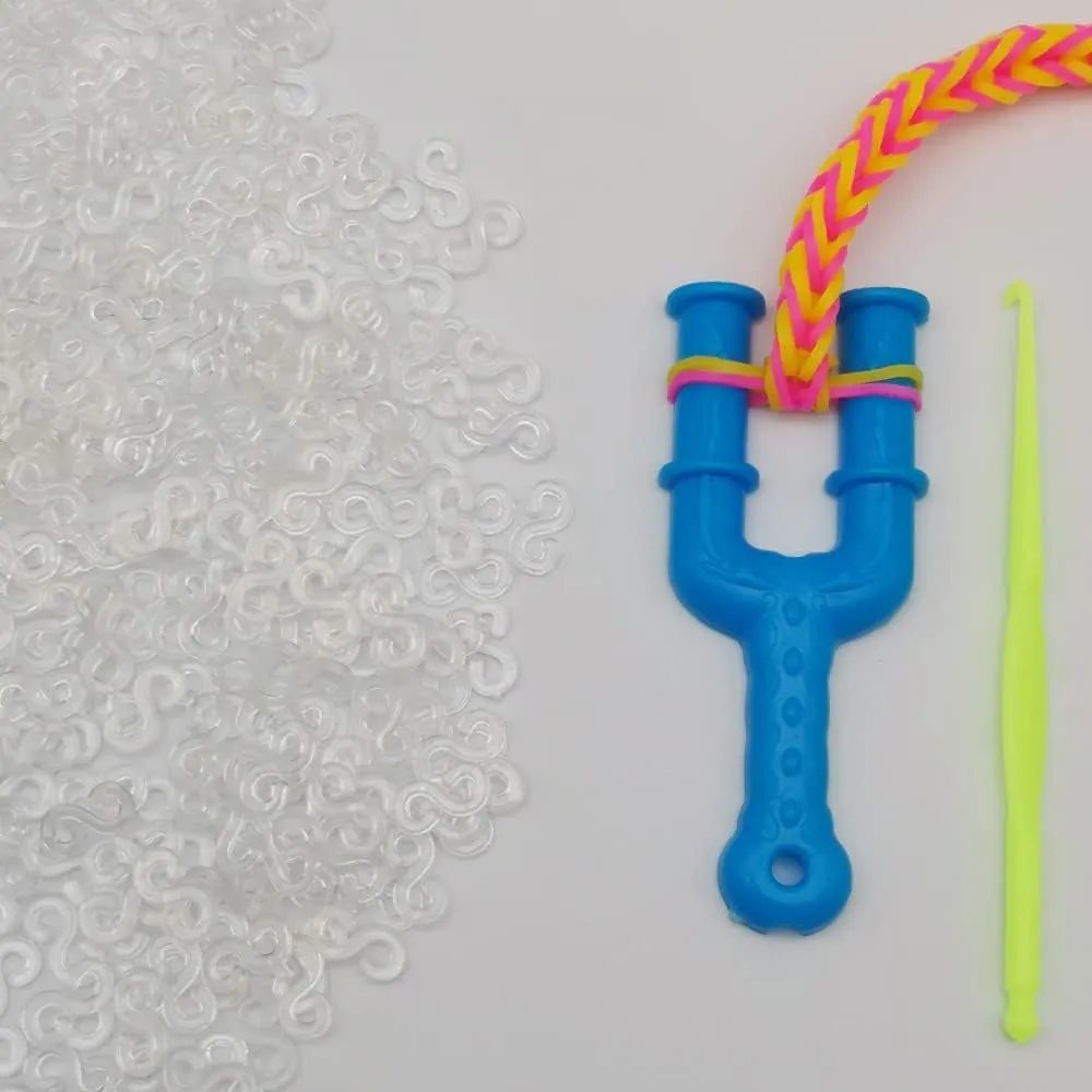 500 Pack S Clips Loom Rubber Bands Clips Plastic Connectors Refills Clips for Loom Bracelets DIY Bracelet Making Loom Band (Transparent)