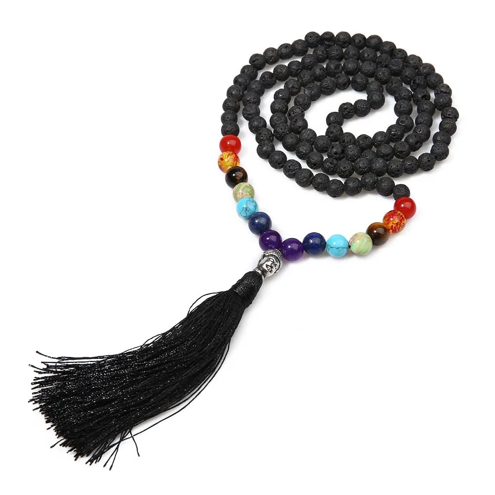 6mm Natural Volcanic Stone 8mm Chakra Beaded
