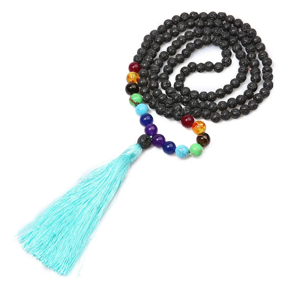 6mm Natural Volcanic Stone 8mm Chakra Beaded