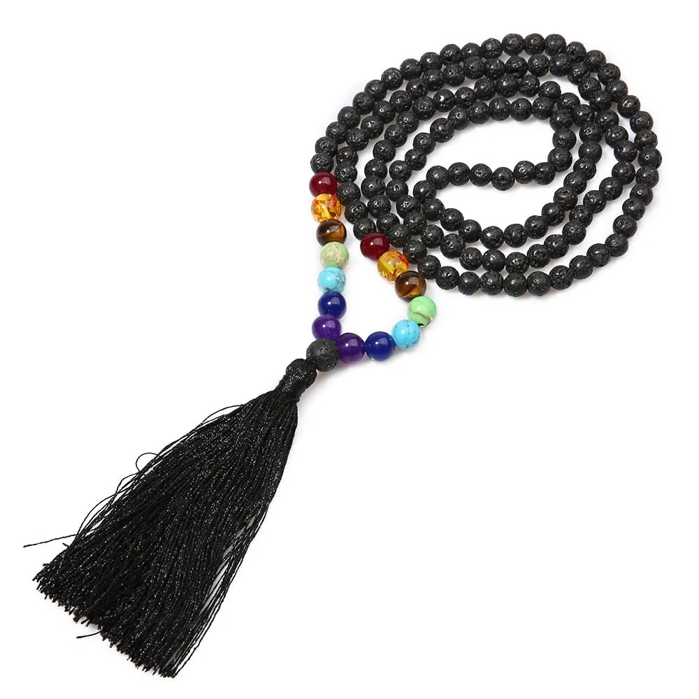 6mm Natural Volcanic Stone 8mm Chakra Beaded