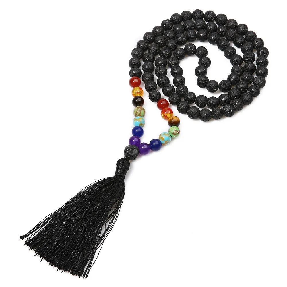6mm Natural Volcanic Stone 8mm Chakra Beaded