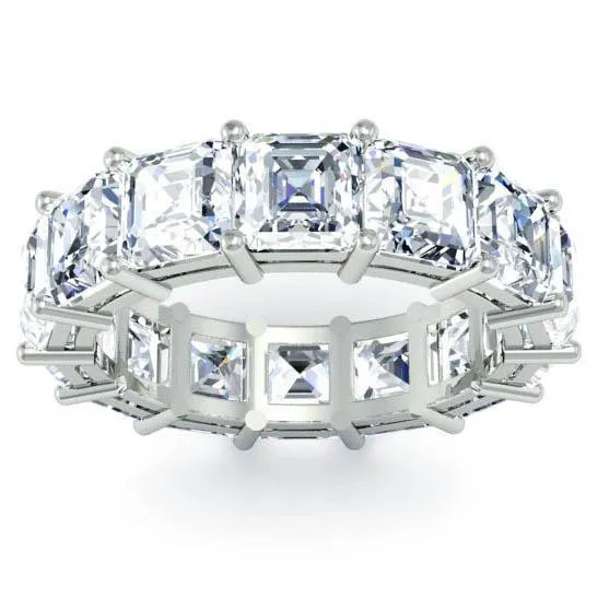 7.00 cttw Asscher Cut Shared Prong Diamond Eternity Band