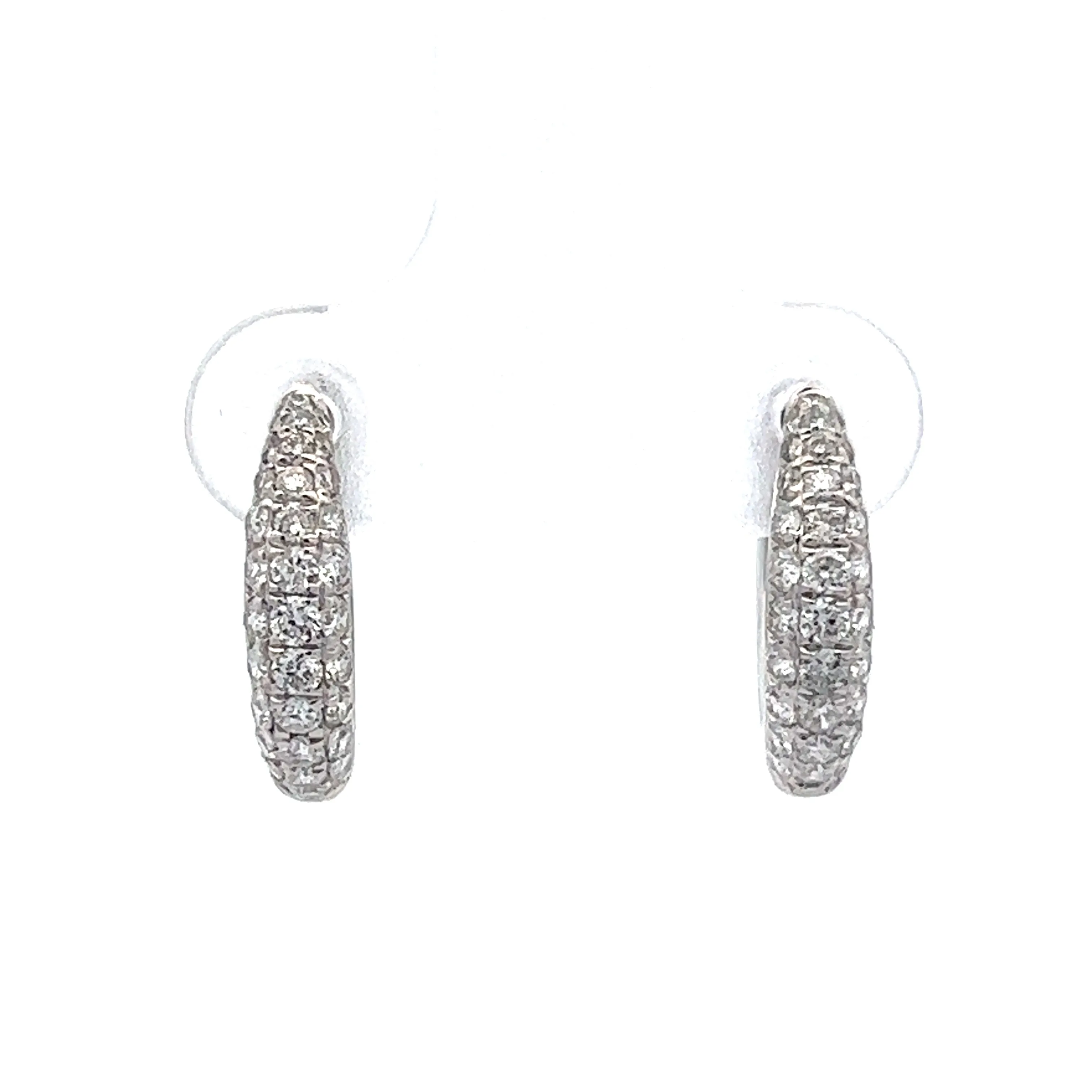 .77 Round Diamond Pave Hoop Earring in 14k White Gold