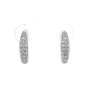 .77 Round Diamond Pave Hoop Earring in 14k White Gold