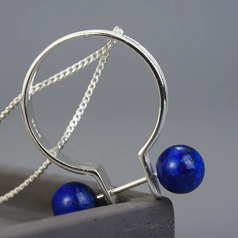 925 Sterling Silver Natural Lapis Lazuli Fine Jewelry Minimalist Style Rings