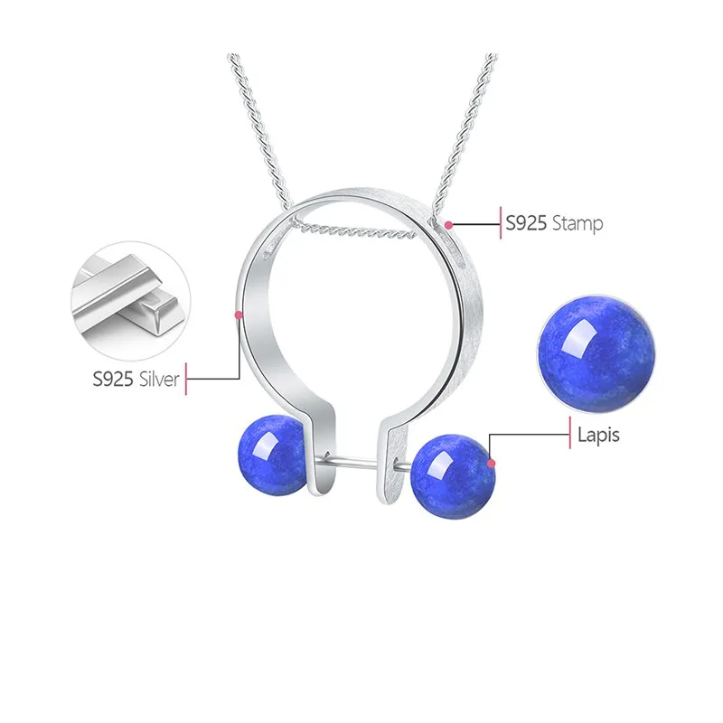925 Sterling Silver Natural Lapis Lazuli Fine Jewelry Minimalist Style Rings