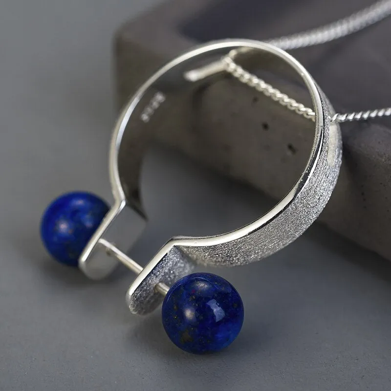 925 Sterling Silver Natural Lapis Lazuli Fine Jewelry Minimalist Style Rings