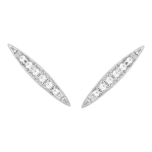 9ct White Gold 0.01 Carat Diamond Bar Earrings with 12 Brilliant Cut Diamonds