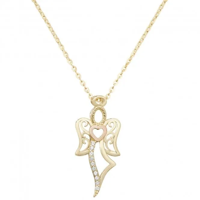 9ct Yellow Gold Ladies Zirconia Pendant On 16 2 Inch Chain NK340