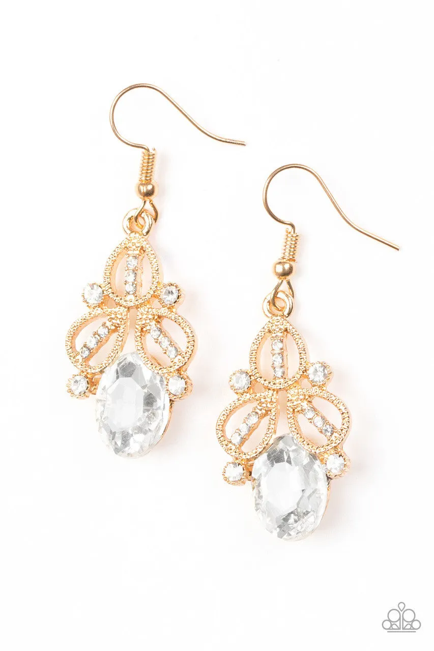 A CROWN Pleaser Gold Paparazzi Earrings