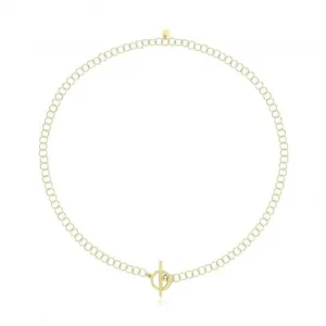 Acotis Silver Necklace Gold Plated Circle Link T-Bar G3400GP