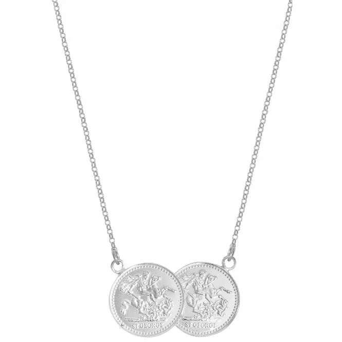 Acotis Silver Necklace Half Double Sovereign Coin G3301H