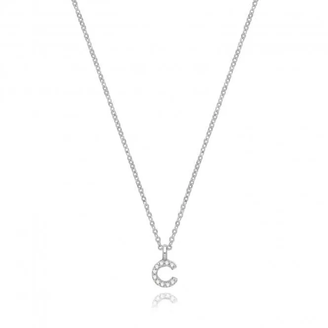 Acotis Silver Necklace Rhodium Plated Zirconia Initial G3395/C