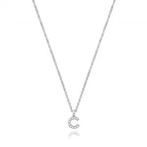 Acotis Silver Necklace Rhodium Plated Zirconia Initial G3395/C