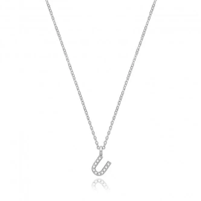 Acotis Silver Necklace Rhodium Plated Zirconia Initial G3395/U