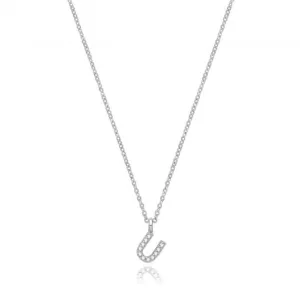Acotis Silver Necklace Rhodium Plated Zirconia Initial G3395/U