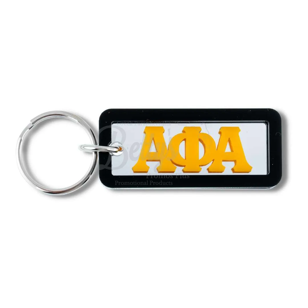 Alpha Phi Alpha ΑΦΑ Greek Letters Rectangular Acrylic Mirror Keychain with Black Trim