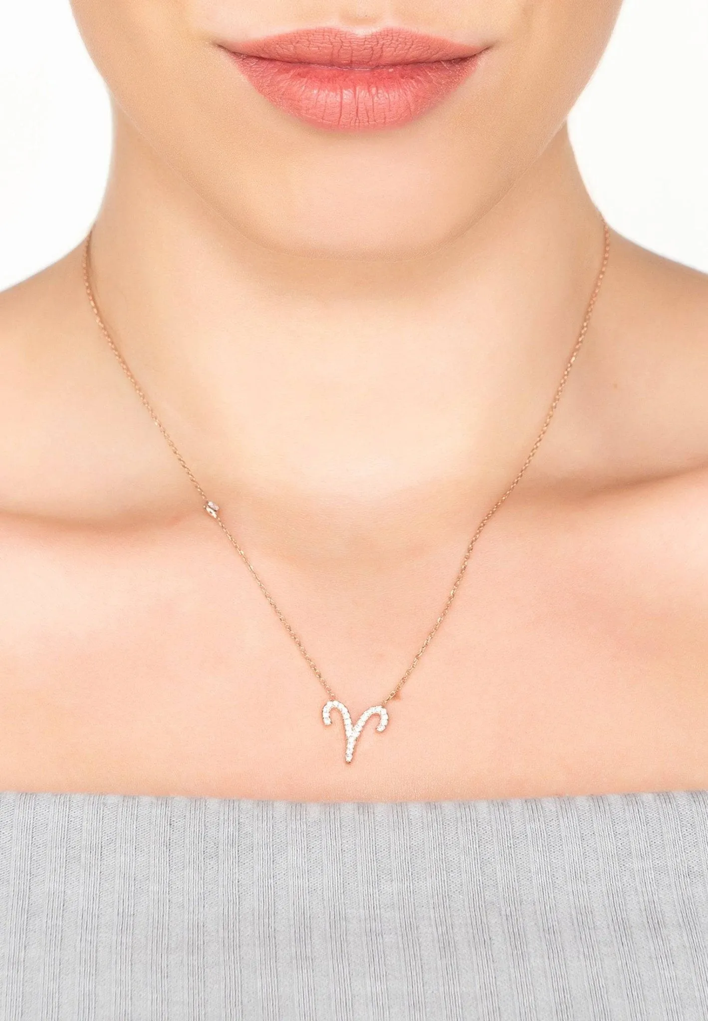 Aries Zodiac Necklace Dipped in Gold Zircon