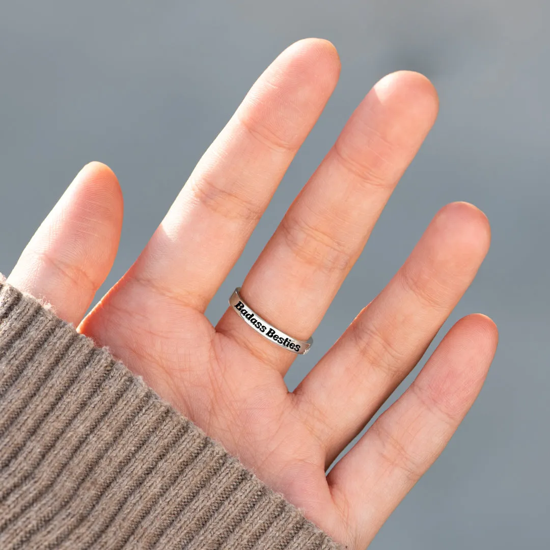 Badass Besties Matching Minimalist Wave Rings