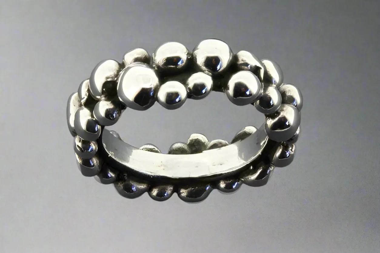 Beaded band - sterling silver