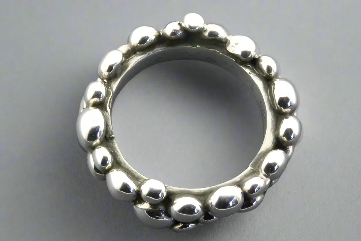 Beaded band - sterling silver