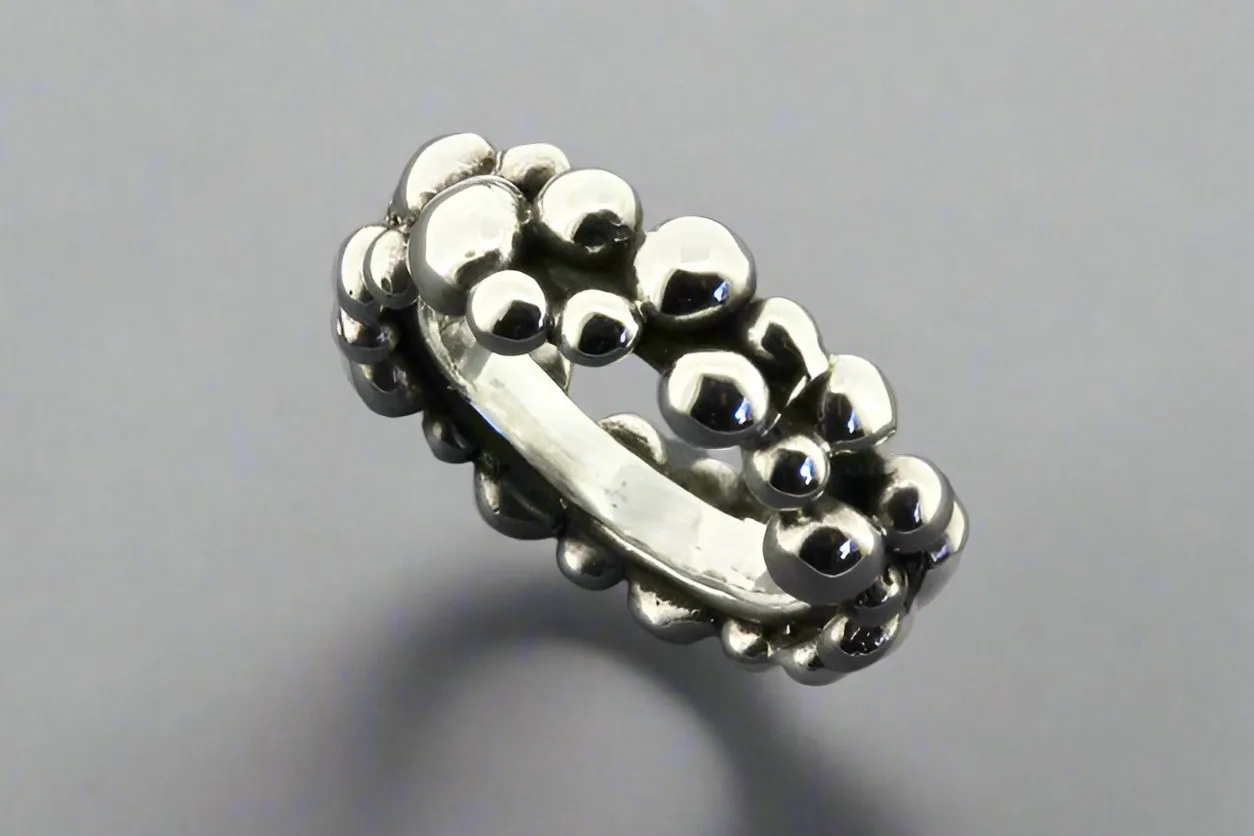 Beaded band - sterling silver