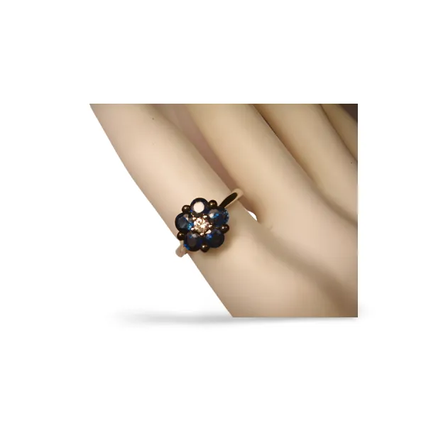 Beautiful 14K White Gold Diamond Sapphire Flower Ring