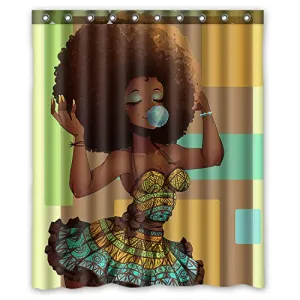 Beautiful Afrikan Girl Waterproof Bathroom Shower Curtain