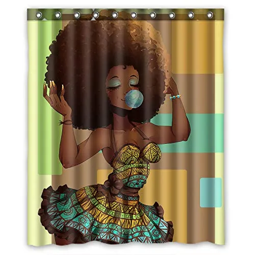 Beautiful Afrikan Girl Waterproof Bathroom Shower Curtain
