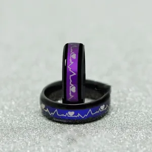 Beautiful Fashion Heartbeat Titanium Mood Rings