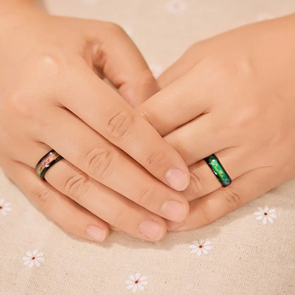 Beautiful Fashion Heartbeat Titanium Mood Rings