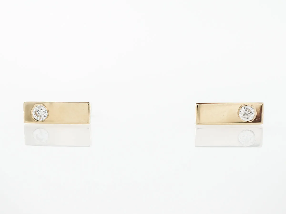Bezel Set Diamond Stud Earrings in Yellow Gold