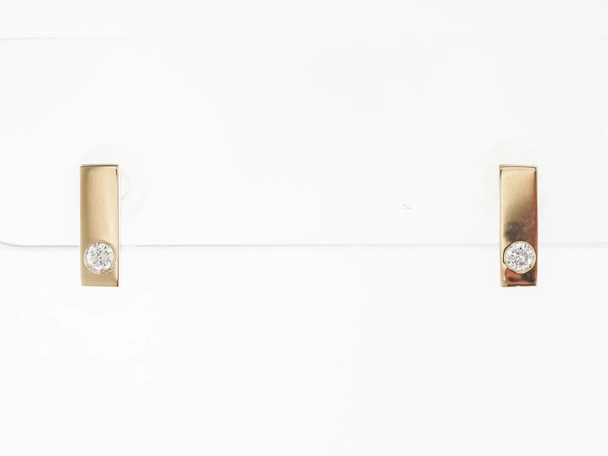 Bezel Set Diamond Stud Earrings in Yellow Gold