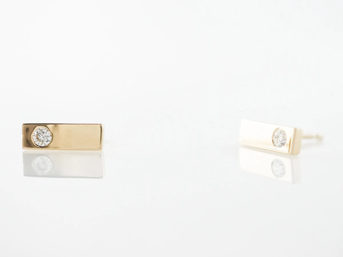 Bezel Set Diamond Stud Earrings in Yellow Gold