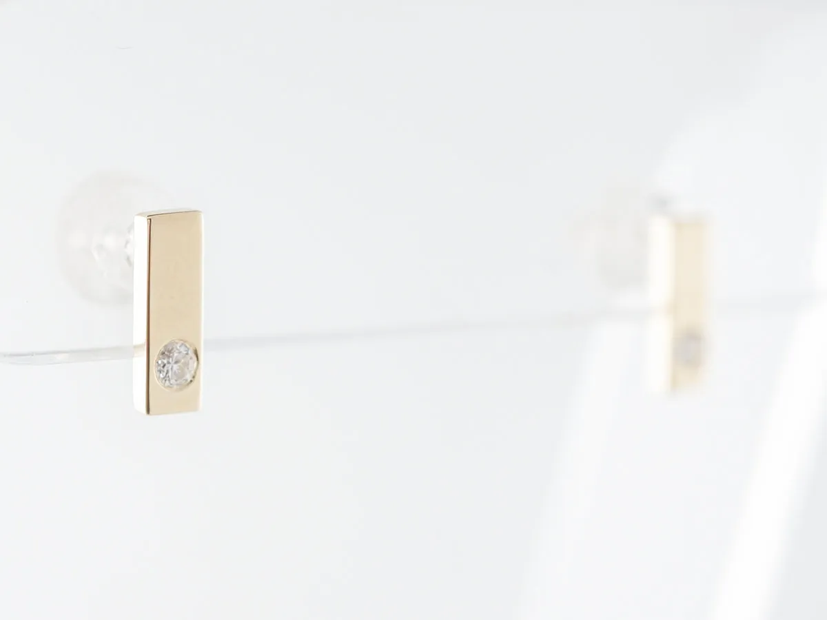 Bezel Set Diamond Stud Earrings in Yellow Gold