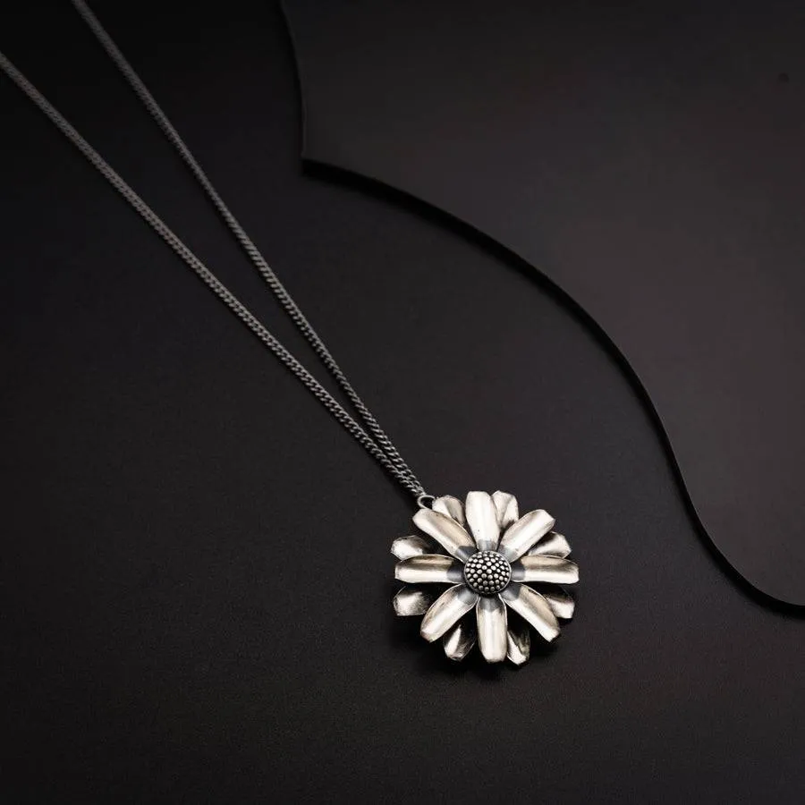 Big  Surajmukhi Phool Silver Pendant (without Chain)