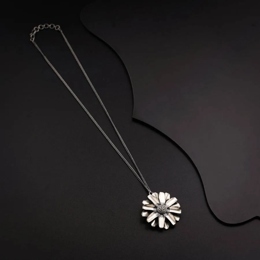 Big  Surajmukhi Phool Silver Pendant (without Chain)