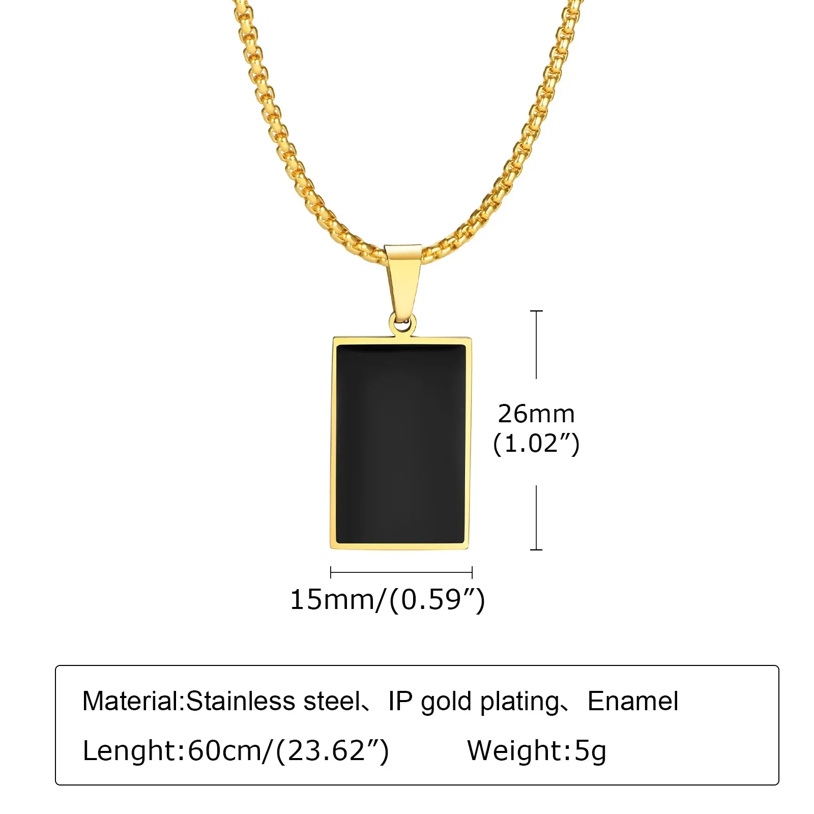 Black Square Necklaces for Men Boys